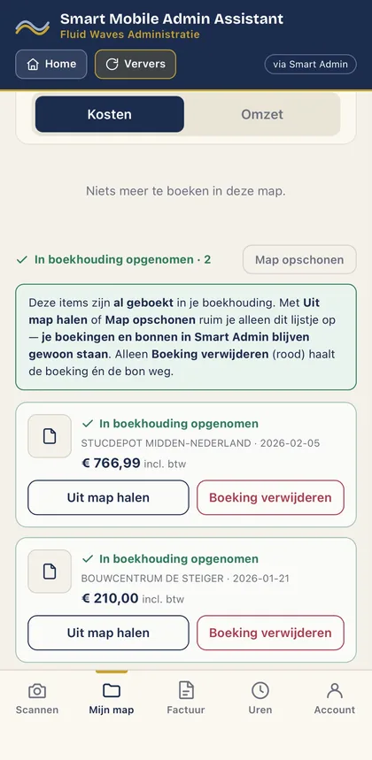 Mijn map: controleren en toevoegen aan de boekhouding